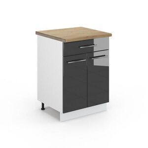 Vicco SPODNÍ SKŘÍŇKA KUCHYŇSKÉ LINKY Fame-Line Antracitový vysoký lesk 60 cm se zásuvkou, PD Dub obraz