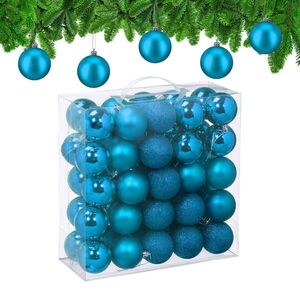 Relaxdays VÁNOČNÍ KOULE Petrolejová 50-dílná sada plast 7x6 cm obraz
