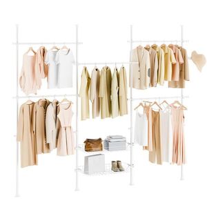 SoBuy STOJACÍ VĚŠÁK se 2 policemi Bílá 62x75x200cm Minimalistický obraz