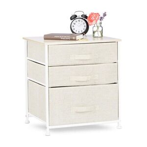 Relaxdays REGÁL Béžová Bílá 3 zásuvky 53 cm obraz