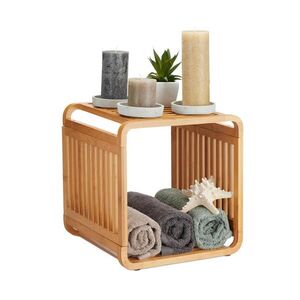 Relaxdays REGÁL Přírodní bambus 2-patrový 33x33x33 cm obraz