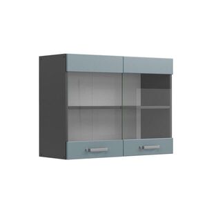 Vicco SKLENĚNÁ KUCHYŇSKÁ SKŘÍŇKA R-Line Modrošedá 80 cm obraz