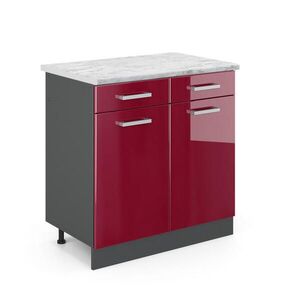Vicco SPODNÍ SKŘÍŇKA KUCHYŇSKÉ LINKY R-Line Červená vysoký lesk 80 cm PD Mramor obraz