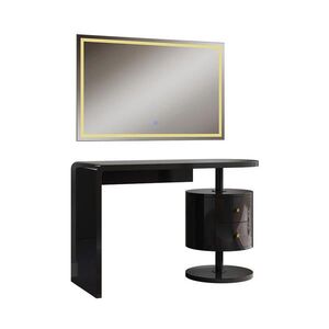 Vicco TOALETNÍ STOLEK Lara Černý vysoký lesk 120 cm se zrcadlem LED obraz
