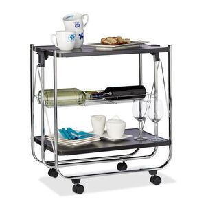 Relaxdays VOZÍK Černý servírovací skládací kovový 68, 5 cm obraz