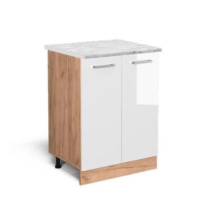 Vicco SPODNÍ SKŘÍŇKA KUCHYŇSKÉ LINKY R-Line Bílá vysoký lesk 60 cm PD Mramor obraz