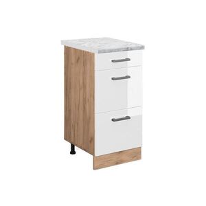 Vicco SPODNÍ SKŘÍŇKA KUCHYŇSKÉ LINKY R-Line Bílá vysoký lesk 40 cm PD Mramor obraz