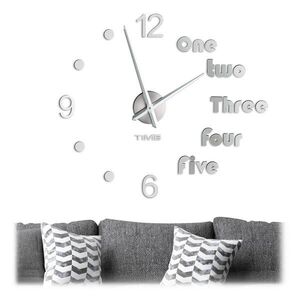 Relaxdays HODINY stříbrné DIY samolepicí zrcadlový efekt max 110 cm obraz