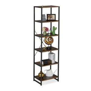 Relaxdays REGÁL Černý industriální 6 polic 180 cm obraz