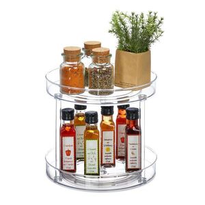 Relaxdays PODNOS Transparentní otočný 2-patrový plast Ø 27 cm obraz