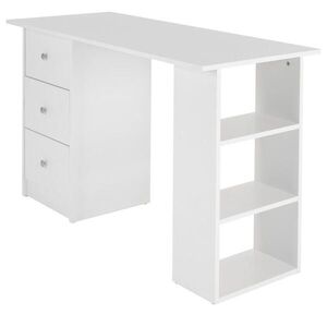 ML-DESIGN PSACÍ STŮL, bílý, 120 x 49 x 72 cm, se 3 zásuvkami a 3 policemi obraz