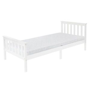 ML-DESIGN DŘEVĚNÁ POSTEL 90x200 cm bílé borovicové dřevo s roštem a matrací H16cm obraz