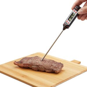 Relaxdays TEPLOMĚR Stříbrný digitální nerezová sonda LCD do 300 °C obraz