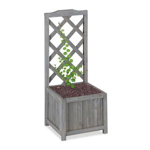 Relaxdays TRUHLÍK Šedý dřevo s mříží 90 cm obraz