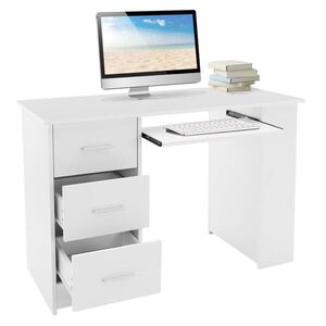 ML-DESIGN PSACÍ STŮL 110 x 49 x 75 cm, bílý, 3 zásuvky a výsuv na klávesnici obraz
