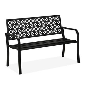 Relaxdays ZAHRADNÍ LAVICE Černá ocel 2-místná geometrický vzor 127 cm obraz