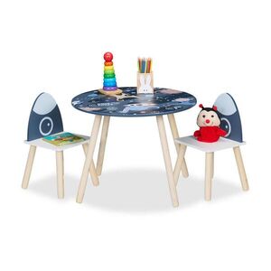 Relaxdays SOUPRAVA barevná dětská 3-dílná stůl 60 cm obraz