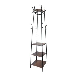 Relaxdays VĚŠÁK Černá Tmavě hnědá kov 180 cm 8 háčků obraz