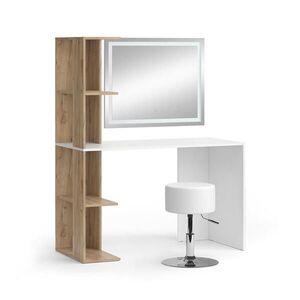 Vicco TOALETNÍ STOLEK Tower Bílá/Sonoma 122.2 cm se zrcadlem LED a stoličkou obraz