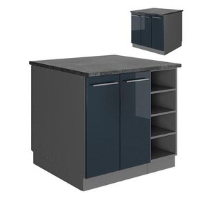 Vicco KUCHYŇSKÝ OSTRŮVEK Fame-Line Tmavě modrá vysoký lesk/antracit 90 cm bez pracovní desky obraz