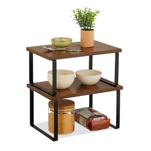 Relaxdays REGÁL Hnědá Černá 2dílná-sada ocel MDF 30 cm obraz