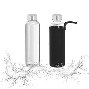 Relaxdays LÁHEV Transparentní Černá Stříbrná 2er-Set Borosilikátové sklo 500 ml obraz