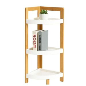 Relaxdays REGÁL Přírodní bílý rohový bambus 3 police 77x23x23 cm obraz