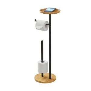 Relaxdays STOJAN Černý s poličkou bambus kov 65 cm obraz