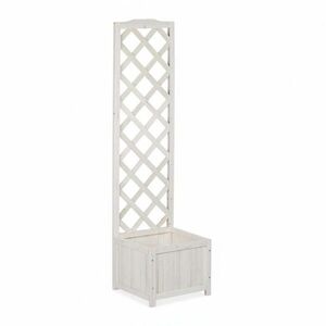 Relaxdays TRUHLÍK Bílá jedlové dřevo s treláží 145, 5 cm obraz