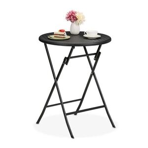 Relaxdays ZAHRADNÍ STŮL Černý skládací ratanový vzhled kulatý 60 cm obraz