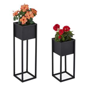 Relaxdays STOJAN NA KVĚTINY Černý 2-KS kov 70 cm obraz