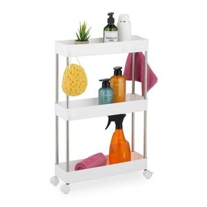 Relaxdays VOZÍK Bílý 3-úrovňový na kolečkách plast nerez obraz