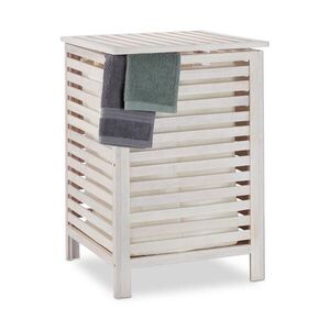 Relaxdays TRUHLA Bílá ořechové dřevo s víkem 65, 5 cm obraz