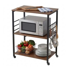Relaxdays VOZÍK Černý kuchyňský industriální 3-patra 60 cm obraz