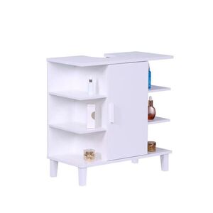 Relaxdays SKŘÍŇKA POD UMYVADLO Bílá MDF 1 dvířka 65 cm obraz