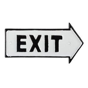 Relaxdays CEDULE Bílá litina nápis EXIT šipka doprava obraz