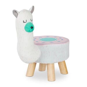 Relaxdays TABURET Bílý růžový lama obraz