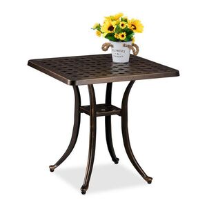 Relaxdays STŮL černý bronzový zahradní hliníkový odlitek 53 cm obraz