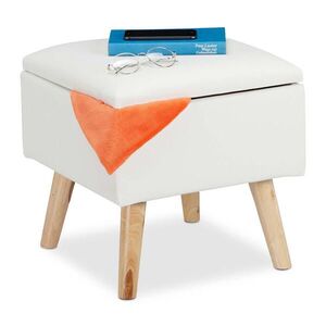 Relaxdays TABURET Bílá s úložným prostorem z umělé kůže obraz