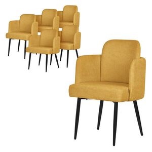 ML-DESIGN JÍDELNÍ ŽIDLE, sada 6 ks, hořčičné s látkovým potahem v ratanovém vzhledu obraz