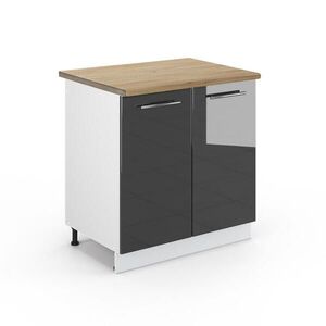 Vicco SKŘÍŇKA POD DŘEZ Fame-Line Antracitový vysoký lesk 80 cm , PD Dub obraz