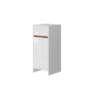 Vicco MIDI SKŘÍŇKA Detmold Bílý vysoký lesk/zlatý dub power 35 x 82 cm s dvířky a zásuvkou obraz