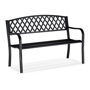 Relaxdays LAVICE Černá kovová vzor výpletu 2-místná 127, 5 cm obraz