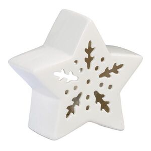 Relaxdays SVÍCEN Bílý porcelán tvar hvězdy 11x12x5, 5 cm obraz