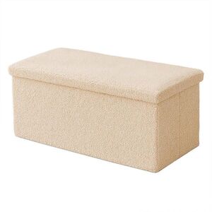 Relaxdays LAVICE Béžová teddy látka úložný prostor 76x38x38 cm obraz