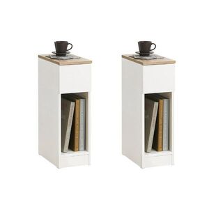 SoBuy SADA 2 NOČNÍCH STOLKŮ s 1 zásuvkou Bílá 35x20x60cm Minimalistický obraz
