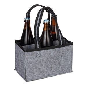 Relaxdays NOSIČ Antracitový z plsti na 6 lahví obraz