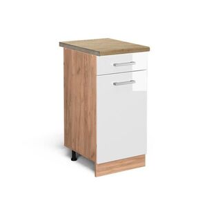 Vicco SPODNÍ SKŘÍŇKA KUCHYŇSKÉ LINKY R-Line Bílá vysoký lesk 40 cm , PD Dub obraz