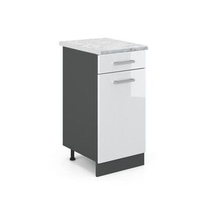 Vicco SPODNÍ SKŘÍŇKA KUCHYŇSKÉ LINKY R-Line Bílá vysoký lesk 40 cm PD Mramor obraz