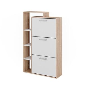 Vicco VÝKLOPNÍK NA BOTY Orlando Bílá/Sonoma 80 x 128.3 cm se 3 přihrádkami obraz